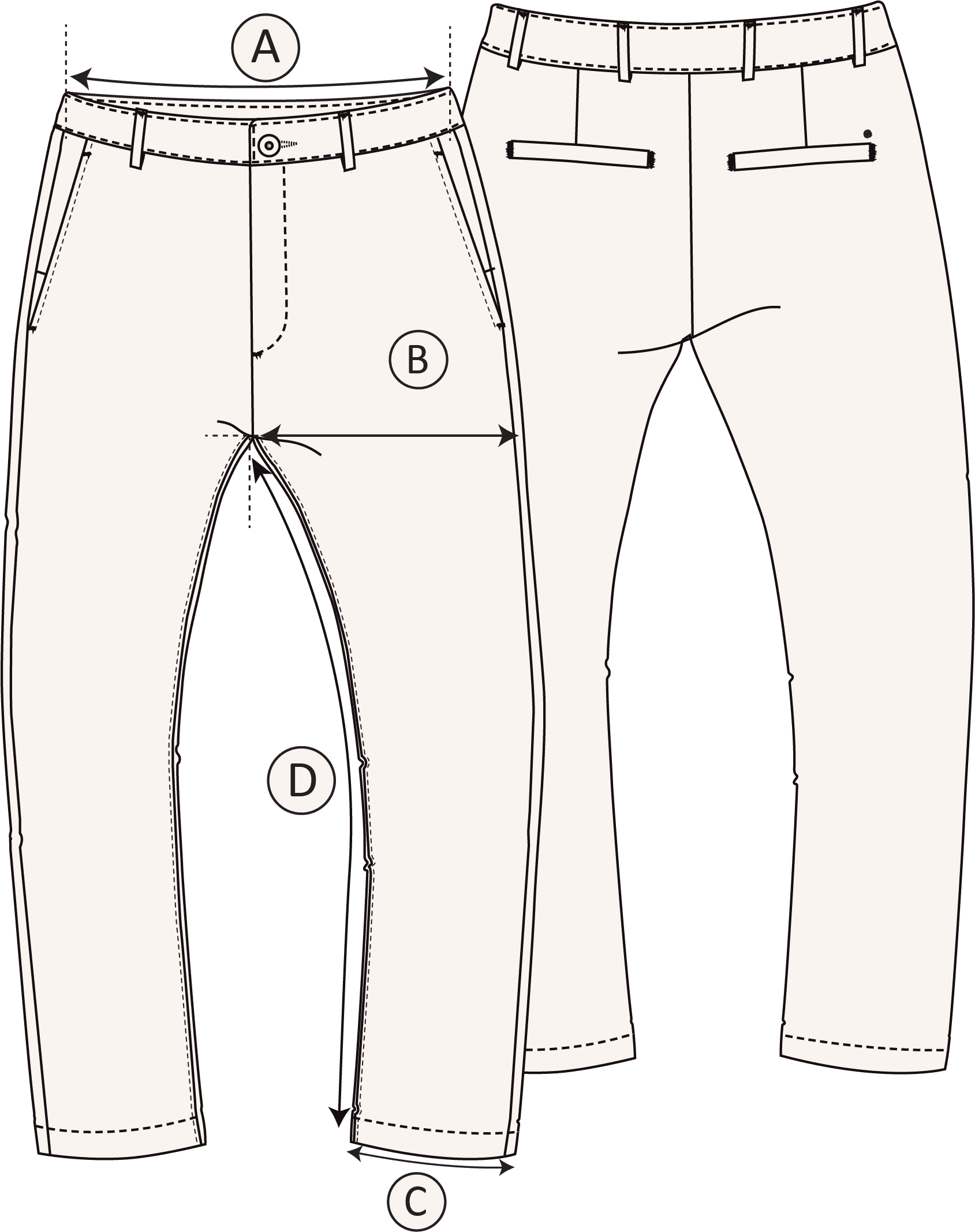 Size guide showing measurements and fit information