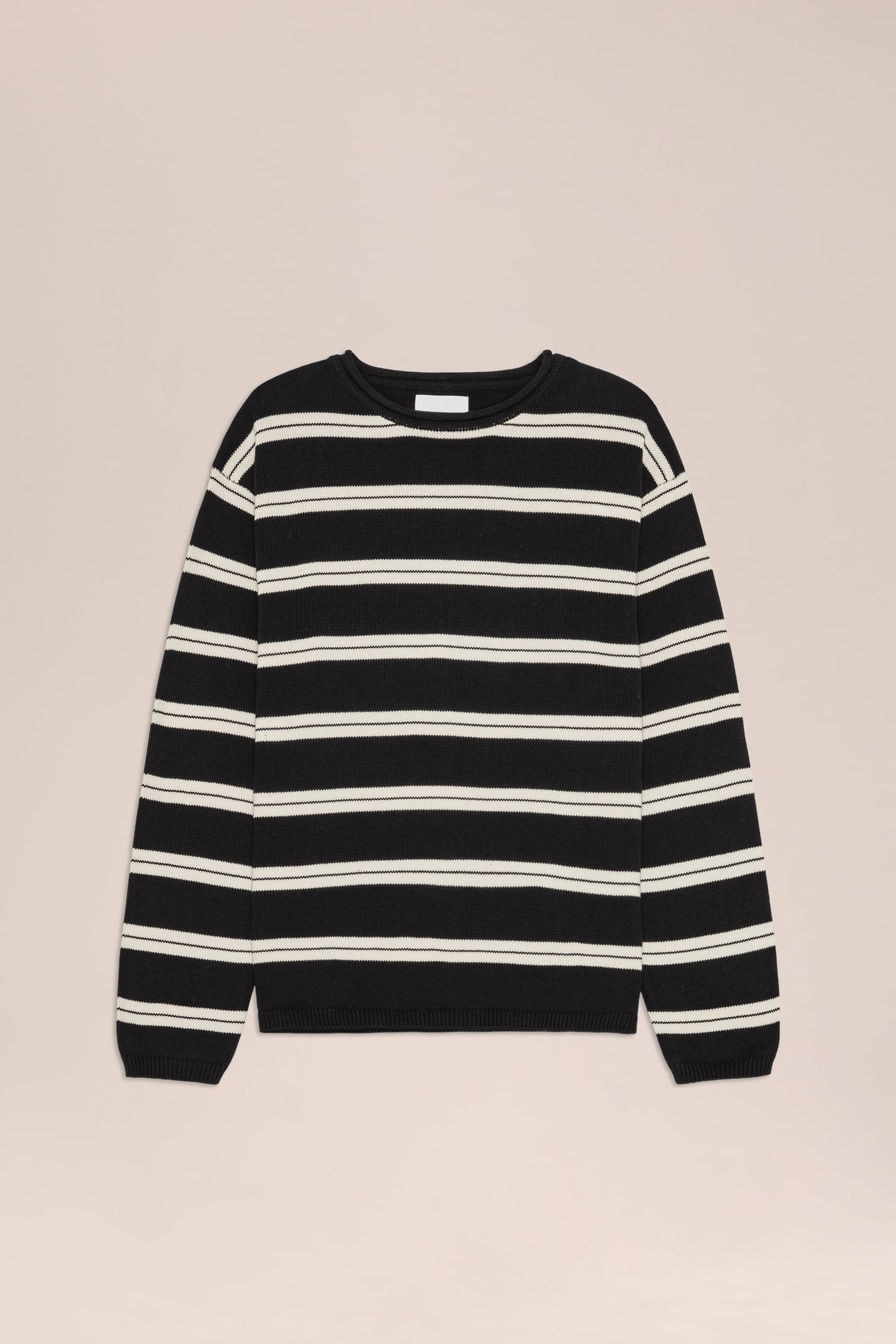 ennoy BORDER CREWNECKSWEAT BLACK × WHITE Sailor Crew 60019 | NN.07® Official Webshop
